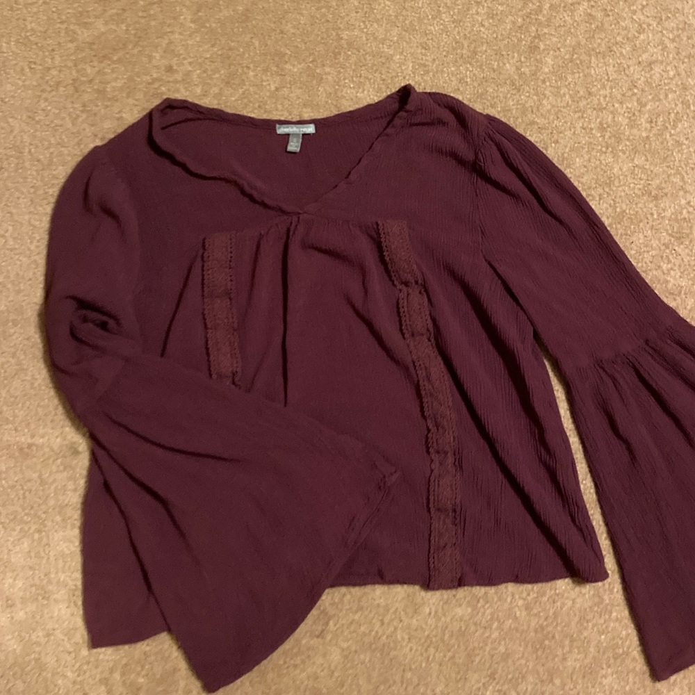 Charlotte Russe maroon bell sleeve top